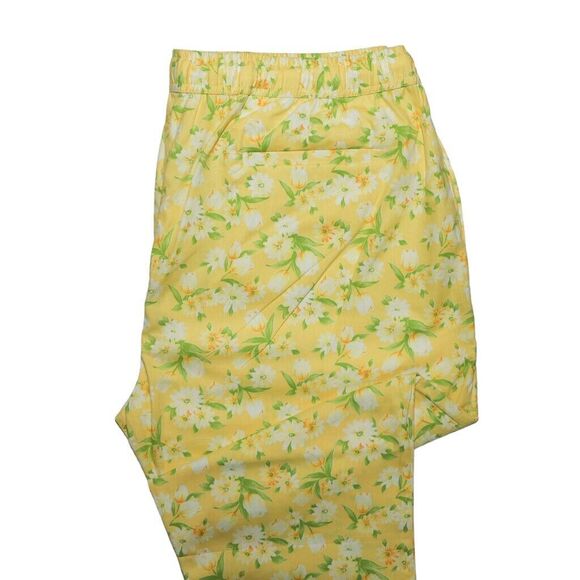 Mens Pants Joggers Yellow Green Floral Drawstring Loose Harem Casual Beach XL - Picture 6 of 6